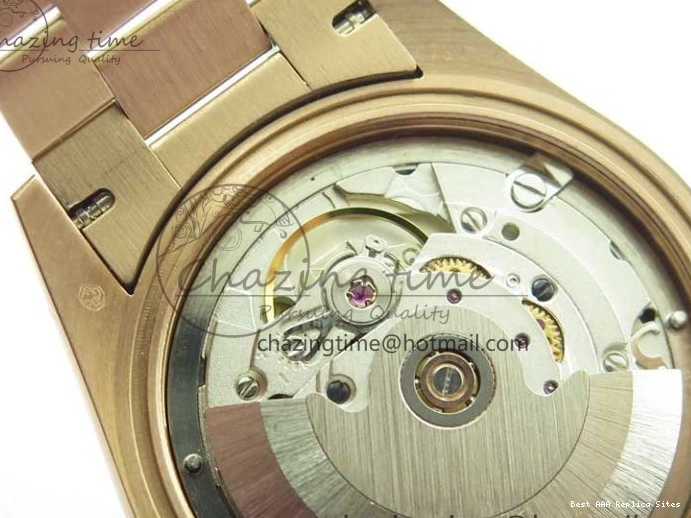 AAA Replica Watches on President A 2689 BP White ComfortFit Crystal Crystal Marker MOP RG Best Edition 128235 Dial Day-Date Bracelet RG 36mm 1218